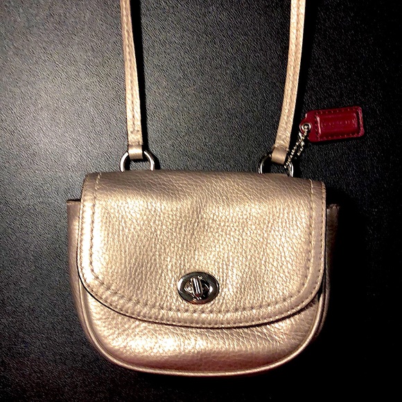 Coach Park Mini Hand Bag Leather Crossbody Bronze Turnlock Flap Closure - Picture 1 of 2